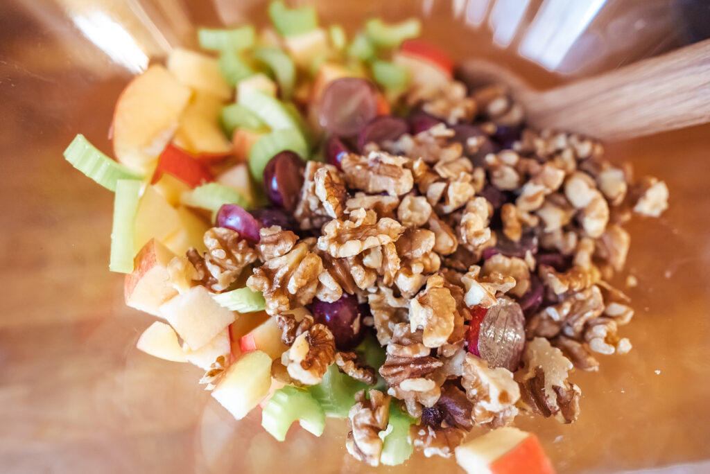 fruit and walnuts for waldorf salad