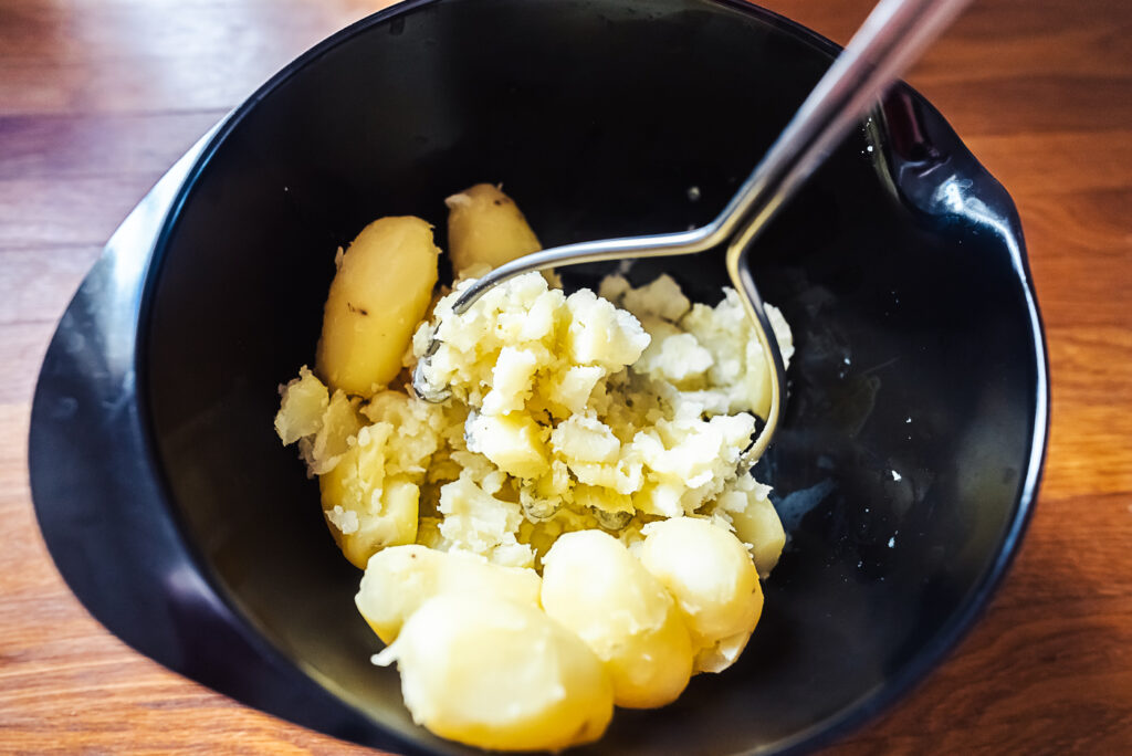 mashing potatoes