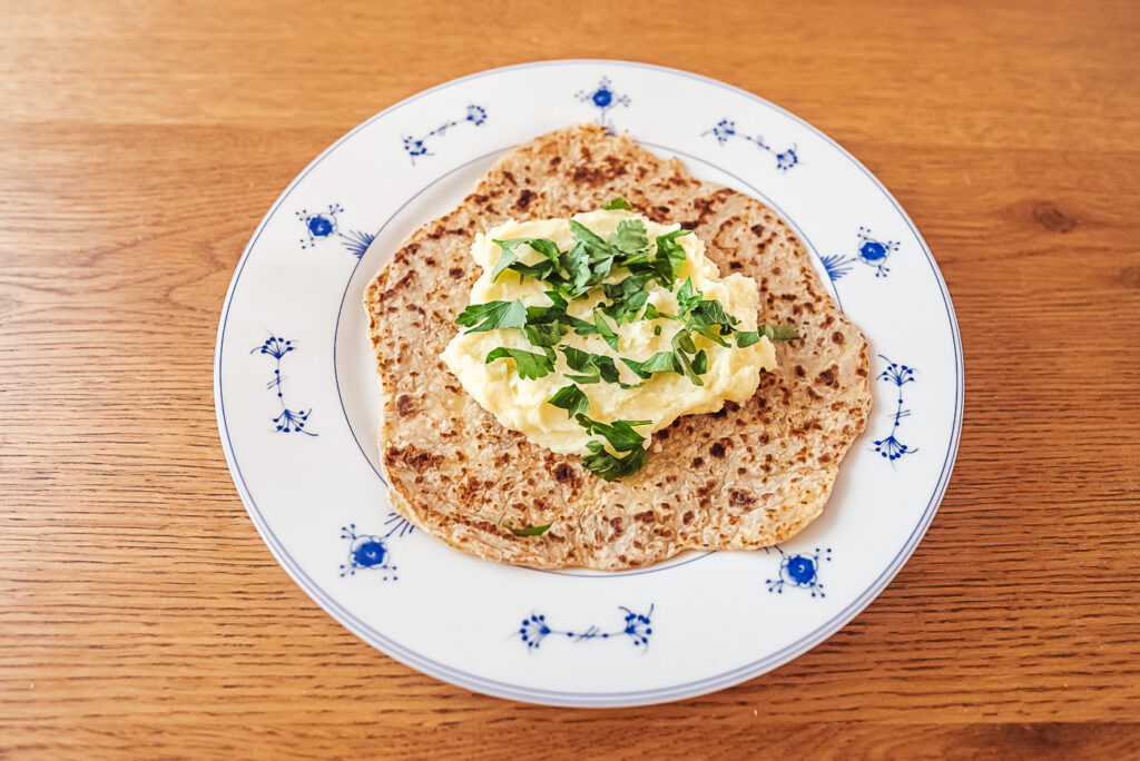 lomper with mashed potatoes and parsley