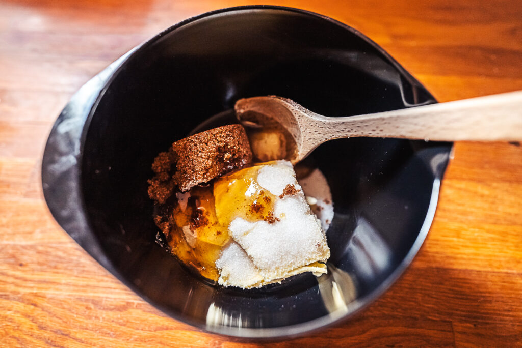 cardamom cookie ingredients in mixing bowl
