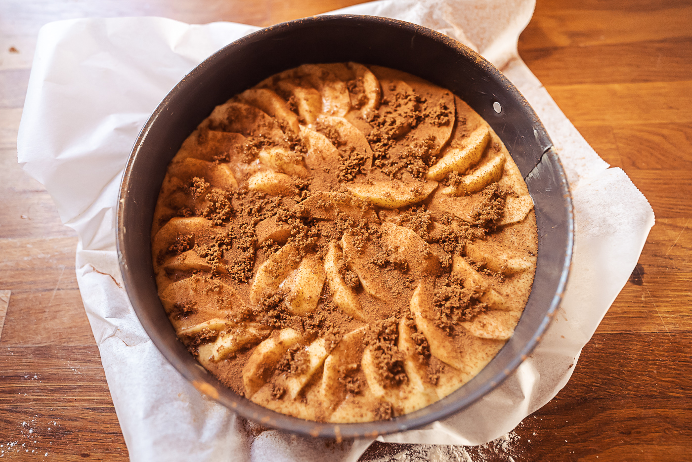 Swedish apple cake before baked