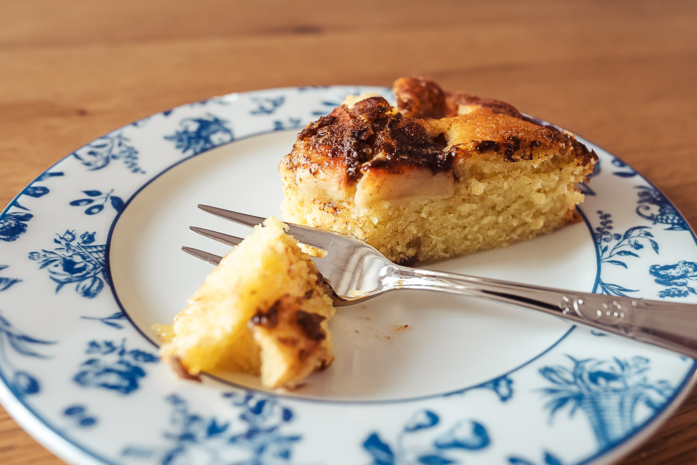 slice of Swedish apple cake on a plate