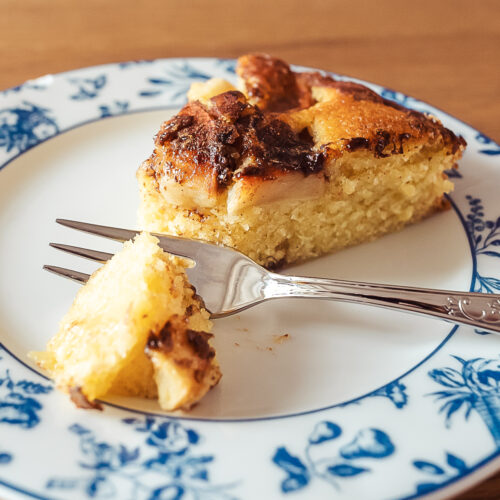 slice of Swedish apple cake on a plate
