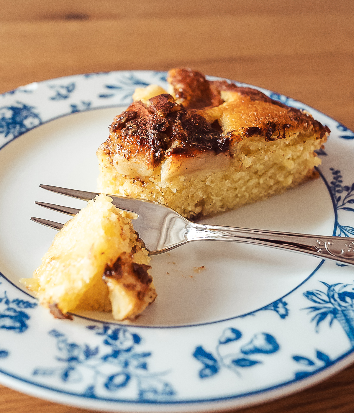 slice of Swedish apple cake on a plate