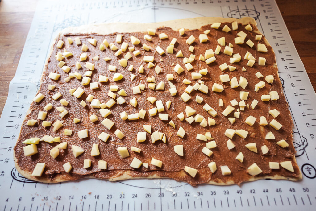 kringle dough with chopped apples