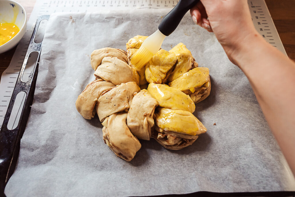 brushing kringle with egg wash