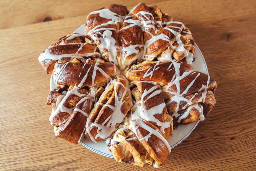 Norwegian apple kringle on a plate
