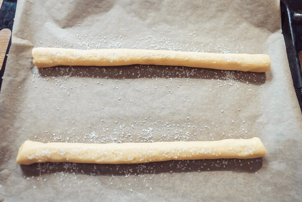kolasnittar swedish butter cookie dough rolled into logs before baking