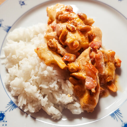 a plate of rice with flying jacob Swedish casserole