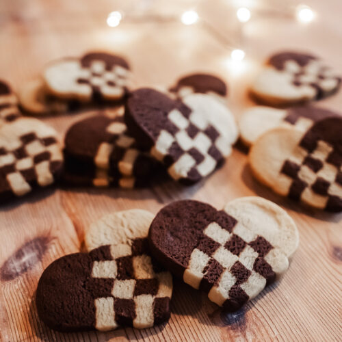 heart shaped Swedish checkerboard cookies